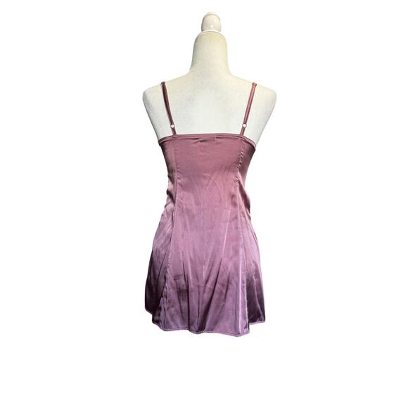 Chansonette 95% Silk Slip Dress Babydoll Top Mauve Adjustable Straps Side Zip - Picture 4 of 8